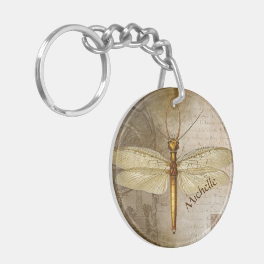 Dragonfly Gold persoonlijke Sleutelhanger (Voorkant Links)