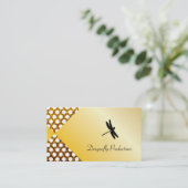 Dragonfly Gold Shimmer Polka Dots Visitekaartje (Staand voorkant)