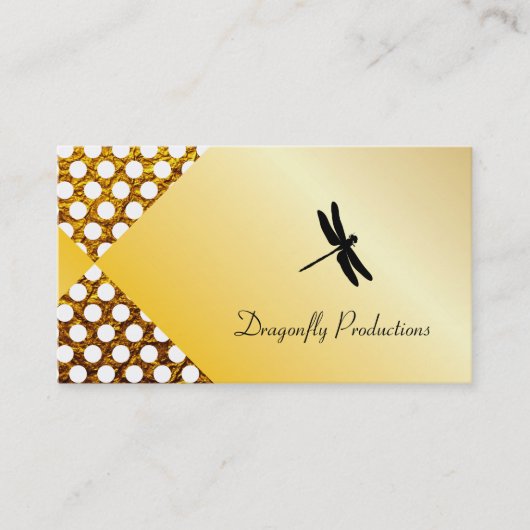 Dragonfly Gold Shimmer Polka Dots Visitekaartje (Voorkant)