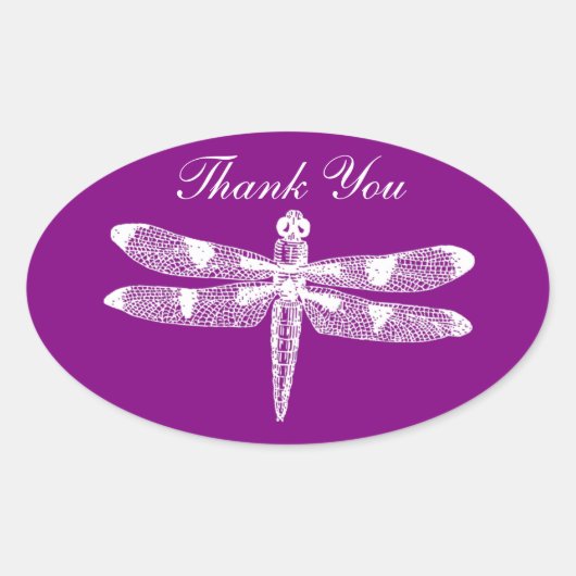 Dragonfly Graphic Bedankt Oval Ovale Sticker (Voorkant)