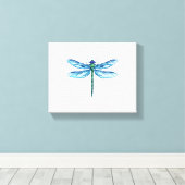 Dragonfly groen blauw tekening Ik hou van libellen Canvas Afdruk (Insitu (Houten vloer))