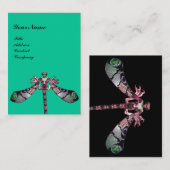 DRAGONFLY, groen, roze blauwe turquase Visitekaartje (Voorkant / Achterkant)