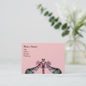 DRAGONFLY, groen, zwart roze goud Visitekaartje (Staand voorkant)