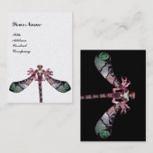 DRAGONFLY, groen, zwart, roze platina Visitekaartje (Voorkant / Achterkant)