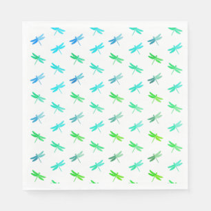 Dragonfly Groene en Blauwe Verjaardag Papier Serve Servet
