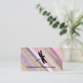 Dragonfly | Handgeslepen lijnen | Goudvlokken Visitekaartje (Staand voorkant)