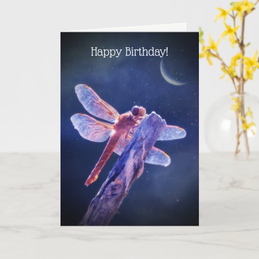 Dragonfly Happy Birthday Kaart (Gele Bloem)
