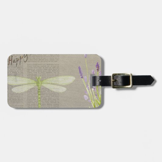 dragonfly happy jarig bagagelabel (Voorkant horizontaal)