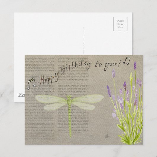 dragonfly happy jarig briefkaart (Voorkant / Achterkant)