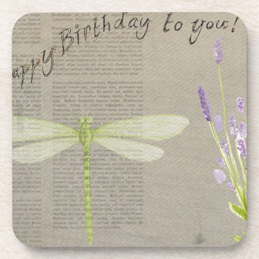 dragonfly happy jarig drankjes onderzetter (Voorkant)