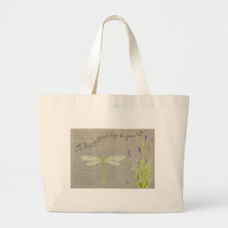dragonfly happy jarig grote tote bag