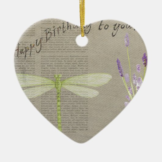 dragonfly happy jarig keramisch ornament (Voorkant)