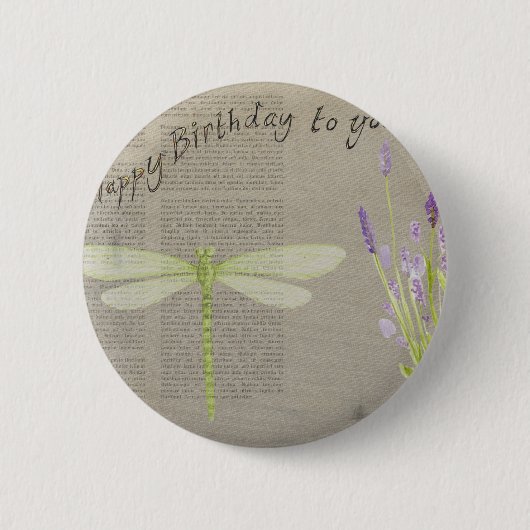 dragonfly happy jarig ronde button 5,7 cm (Voorkant)