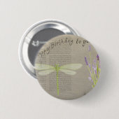 dragonfly happy jarig ronde button 5,7 cm (Voorkant /achterkant)