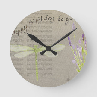dragonfly happy jarig ronde klok