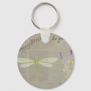 dragonfly happy jarig sleutelhanger