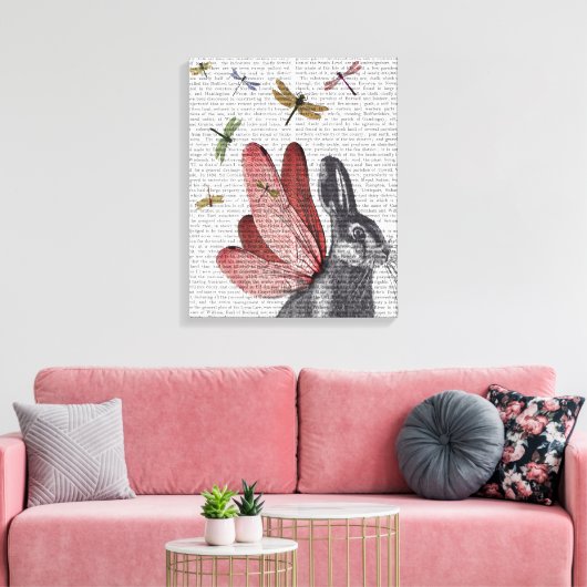 Dragonfly Hare Canvas Afdruk (Insitu (Woonkamer))