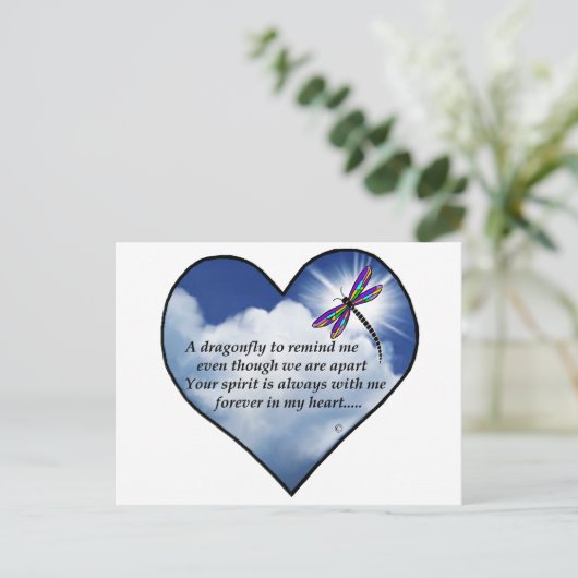 Dragonfly Hart Gedicht Briefkaart (Staand voorkant)