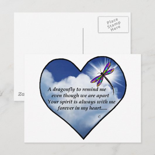 Dragonfly Hart Gedicht Briefkaart (Voorkant / Achterkant)