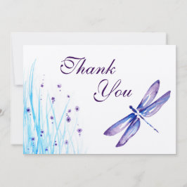 Dragonfly Hartelijk dank - Blauwe Paarse Waterverf Bedankkaart