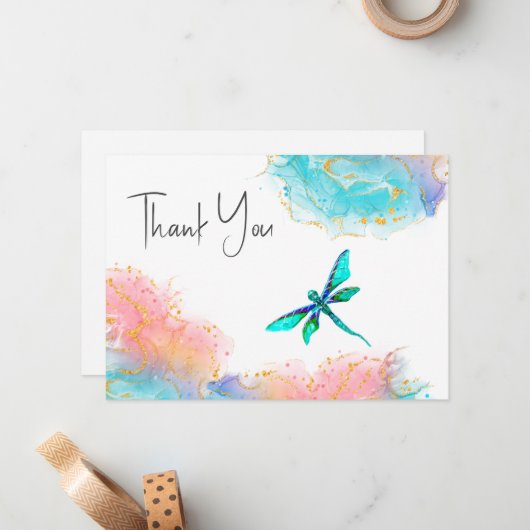 Dragonfly Hartelijk dank Notitiekaartje (Voorkant / Achterkant in situ)