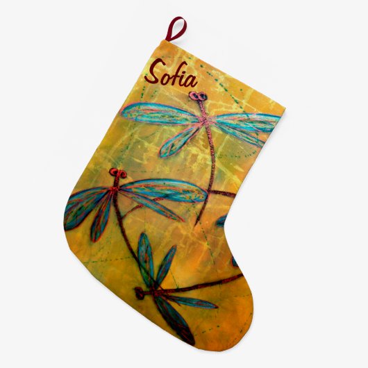 Dragonfly Haze Custom Christmas Stocking Grote Kerstsok (Voorkant (Hangend))