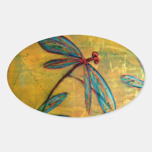 Dragonfly Haze Ovale Sticker (Voorkant)