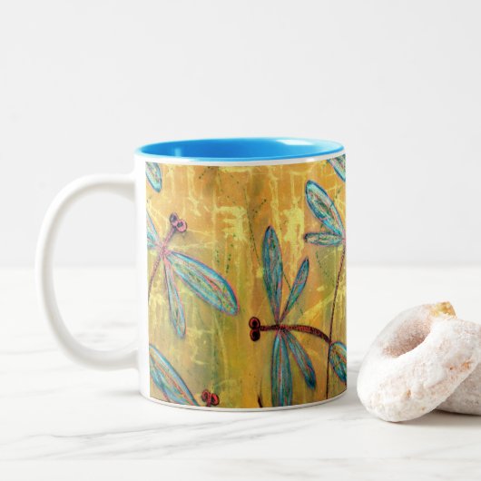 Dragonfly Haze Tweekleurige Koffiemok (Met donut)