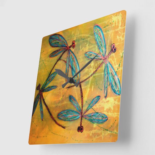 Dragonfly Haze Vierkante Klok (Hoek)