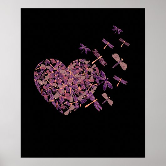 Dragonfly Heart Flying from Heart Lover Classic Poster (Voorkant)
