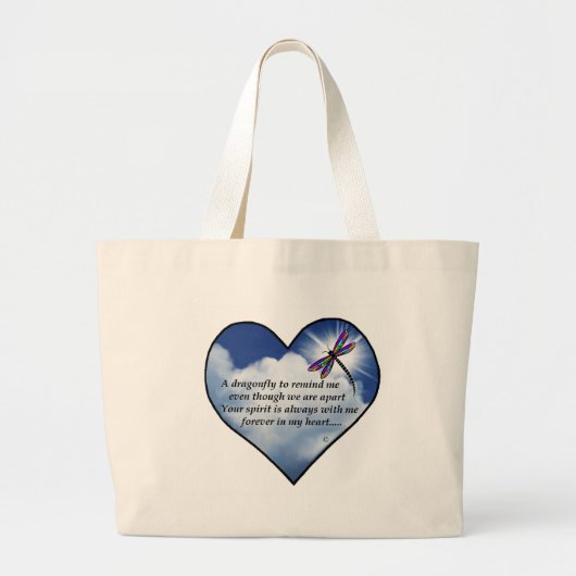 Dragonfly Heart Poem Grote Tote Bag (Voorkant)