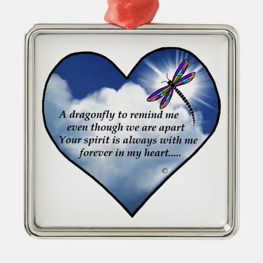 Dragonfly Heart Poem Metalen Ornament (Voorkant)