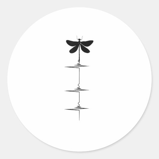Dragonfly Heartbeat EKG Pulse Nature Insect Dragon Ronde Sticker (Voorkant)