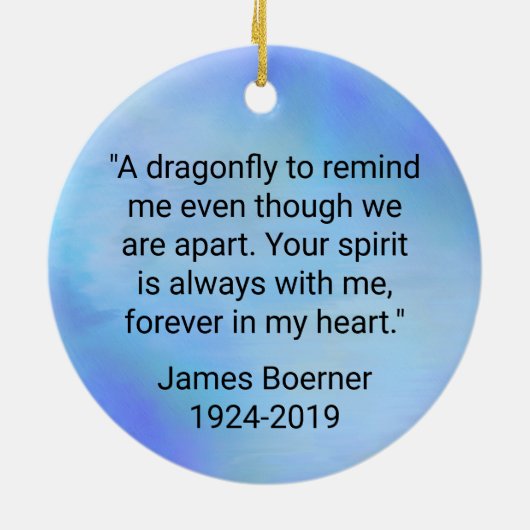 Dragonfly Herdenking Quote Kerstannament Keramisch Ornament (Achterkant)