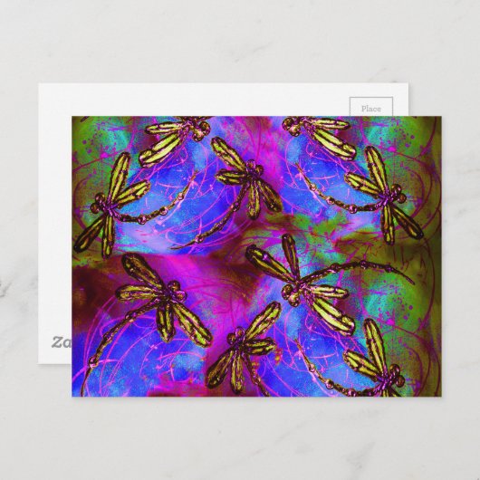 Dragonfly Hippy Flit Briefkaart (Voorkant / Achterkant)