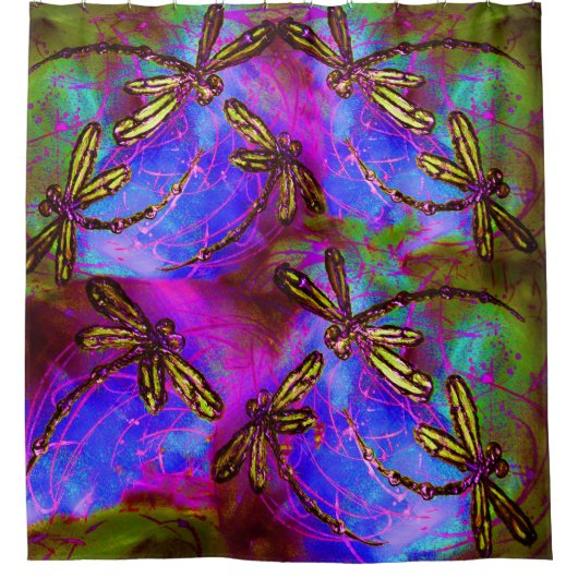 Dragonfly HIppy Flit Douchegordijn (Voorkant)