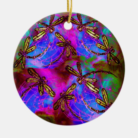 Dragonfly Hippy Flit Keramisch Ornament (Voorkant)