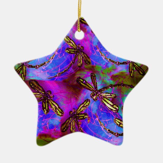 Dragonfly Hippy Flit Keramisch Ornament (Voorkant)