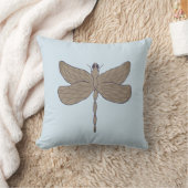 Dragonfly Illustratie Blauw en Tan Kussen (Deken)