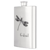 dragonfly-illustratie met monogram heupfles (Links)