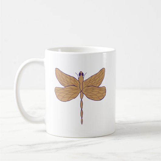 Dragonfly Illustratie Paars en Tan Koffiemok (Links)