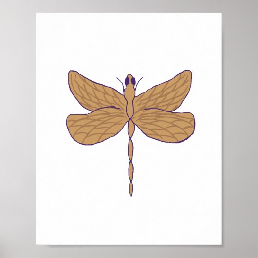 Dragonfly Illustratie Paars en Tan Poster (Voorkant)