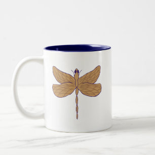 Dragonfly Illustratie Paars en Tan Tweekleurige Koffiemok