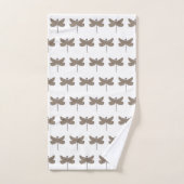 Dragonfly Illustratie Patroon Paars en Tan Bad Handdoek (Handdoek)