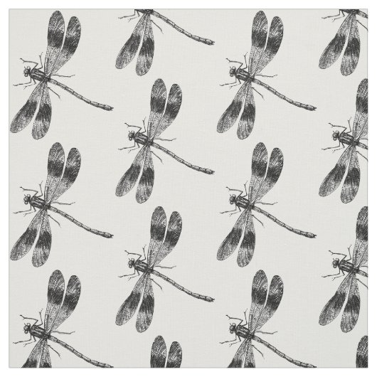 dragonfly Illustratie zwart-wit Stof (Swatch)