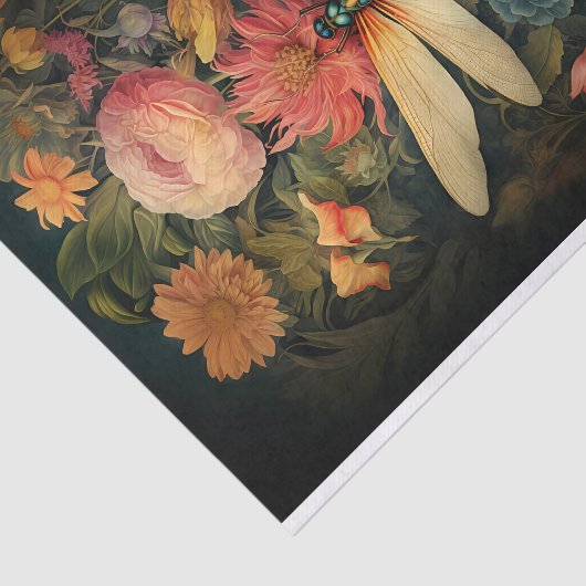 Dragonfly in Bloemen 1 Decoupage Papier (Detail)