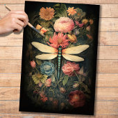 Dragonfly in Bloemen 1 Decoupage Papier