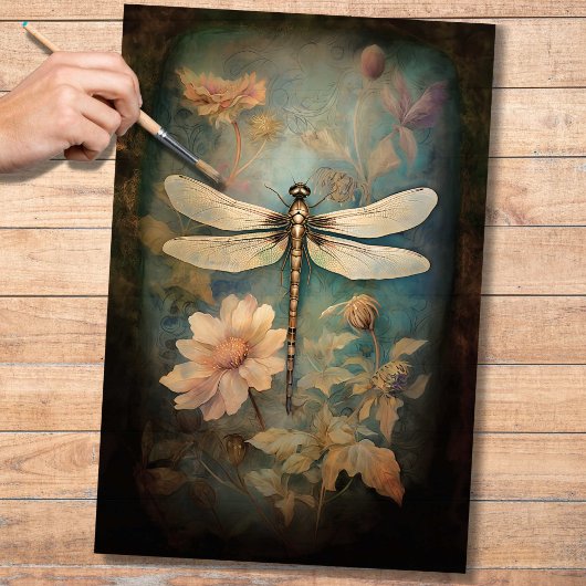 Dragonfly in Bloemen 2 Decoupage Papier
