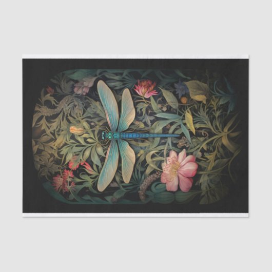 Dragonfly in Bloemen 3 Decoupage Papier (Voorkant)