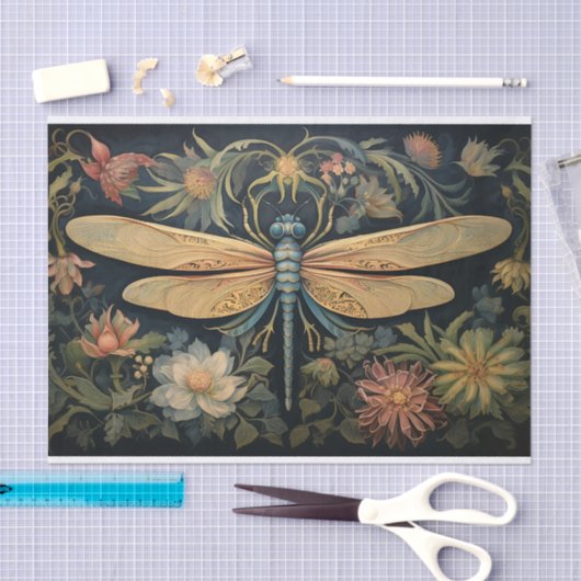 Dragonfly in Bloemen 5 Decoupage Papier (Craft)
